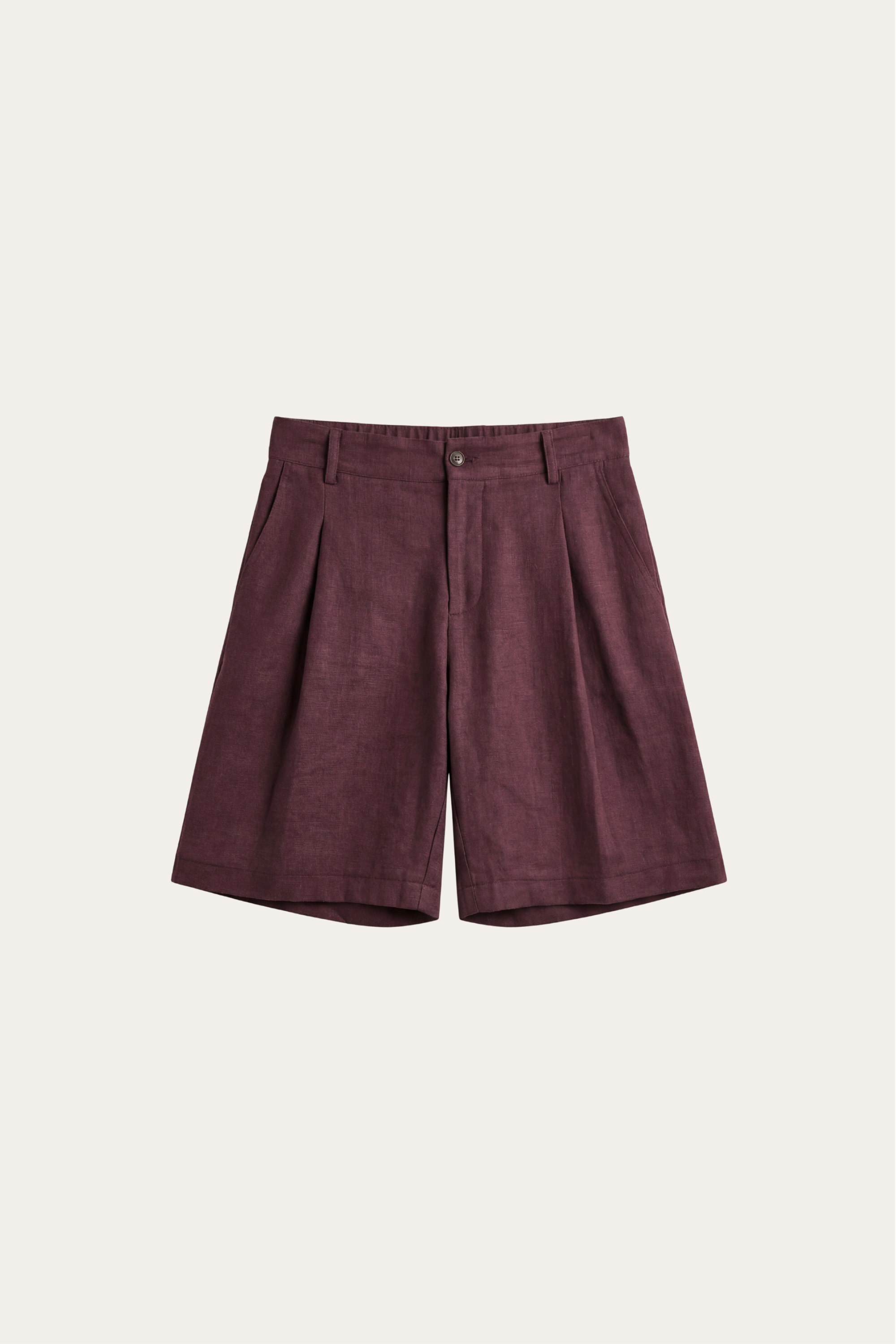 Orvieto Linen Pleated Shorts Wine Red