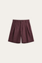 Orvieto Linen Pleated Shorts Wine Red