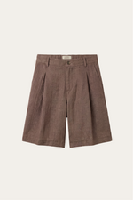 Orvieto Linen Pleated Shorts Brown