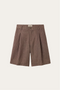 Orvieto Linen Pleated Shorts Brown