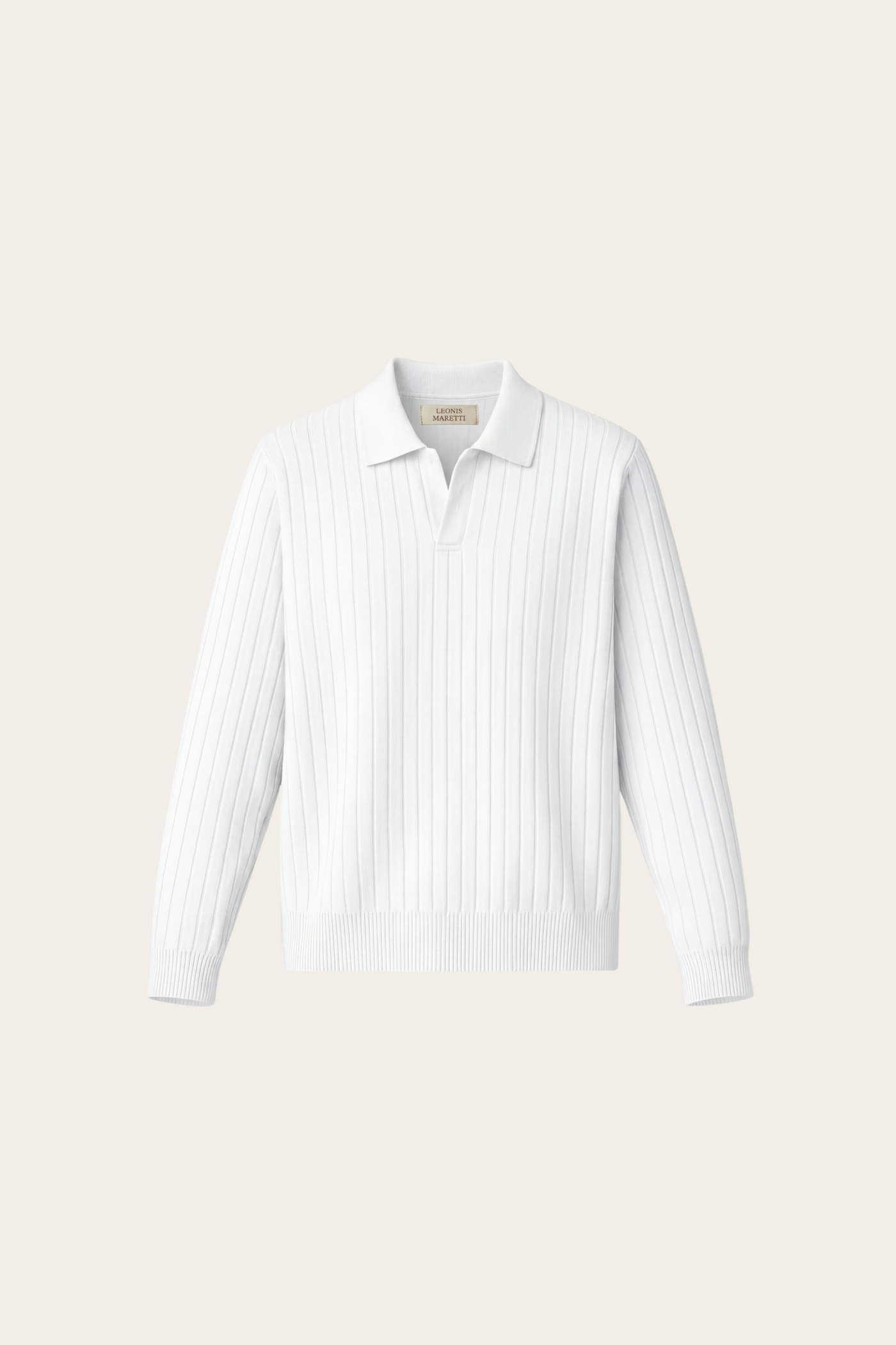 Leonardo Ribbed Knit Polo White
