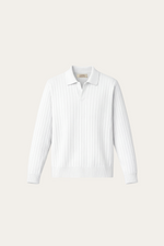 Leonardo Ribbed Knit Polo White