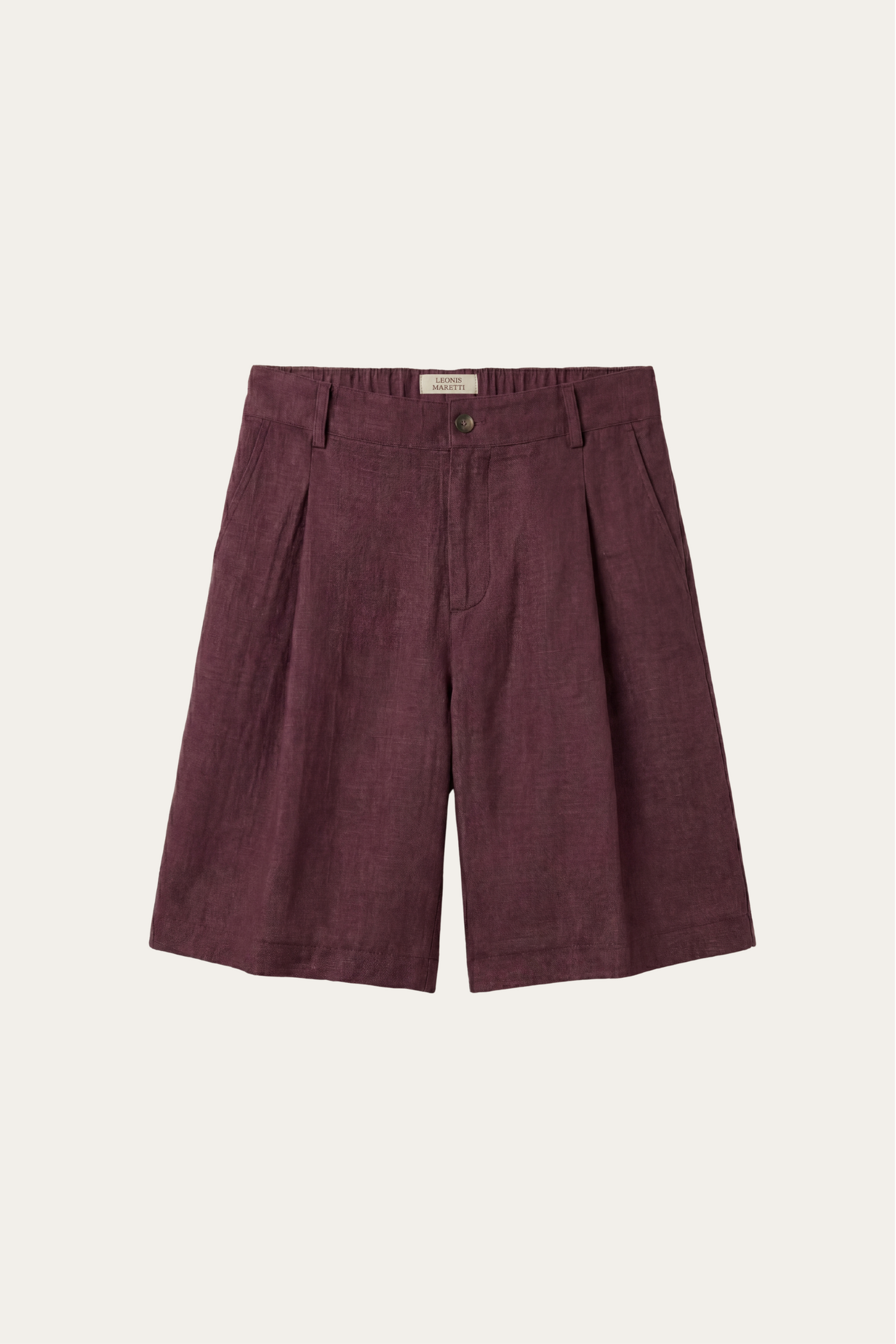 Orvieto Linen Pleated Shorts Wine Red