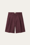 Orvieto Linen Pleated Shorts Wine Red