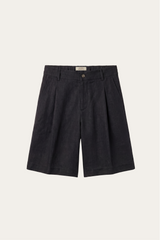 Orvieto Linen Pleated Shorts Black