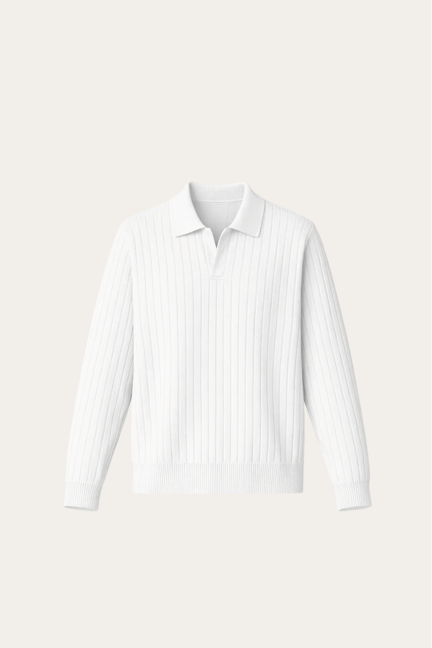 Leonardo Ribbed Knit Polo White