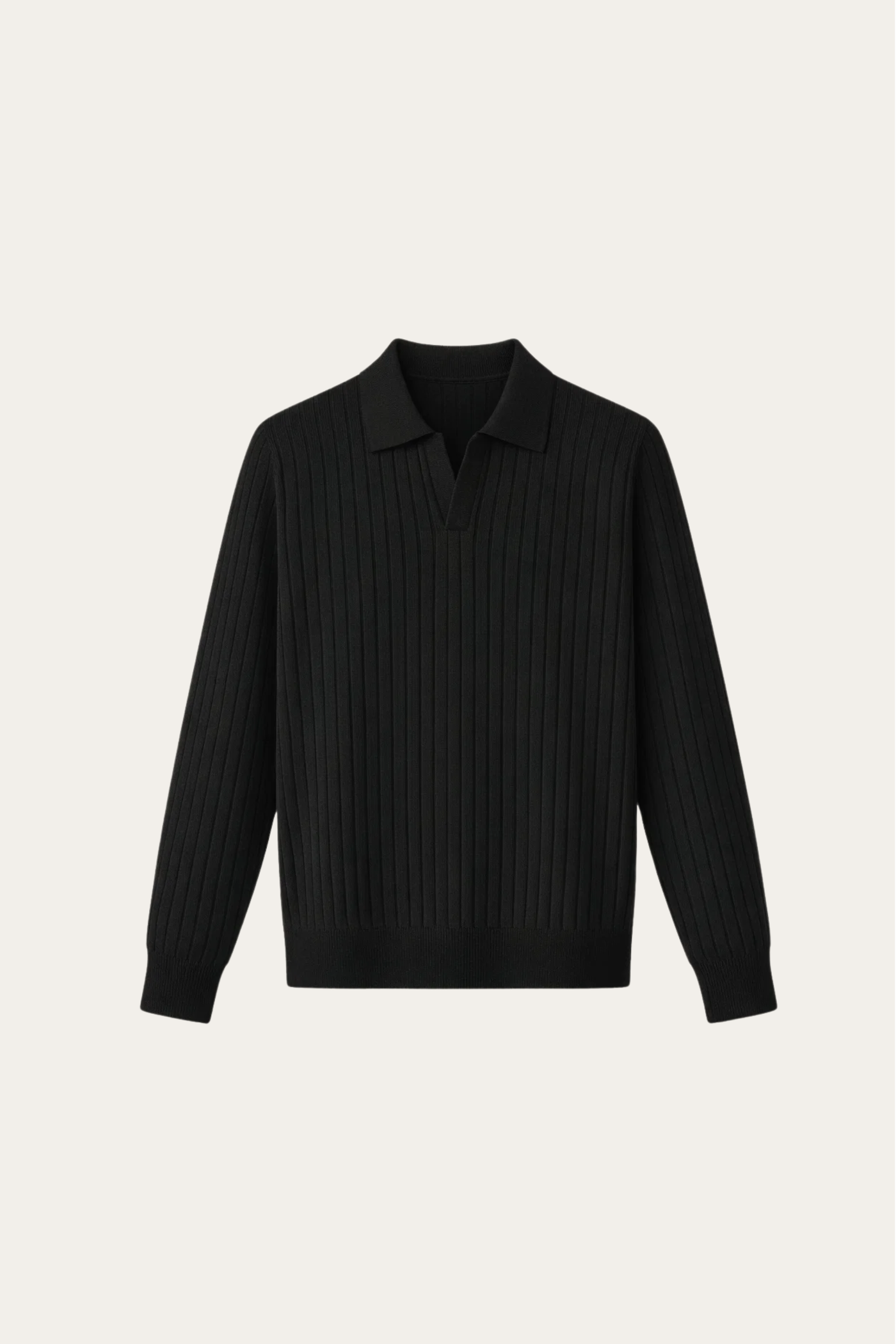 Leonardo Ribbed Knit Polo Black