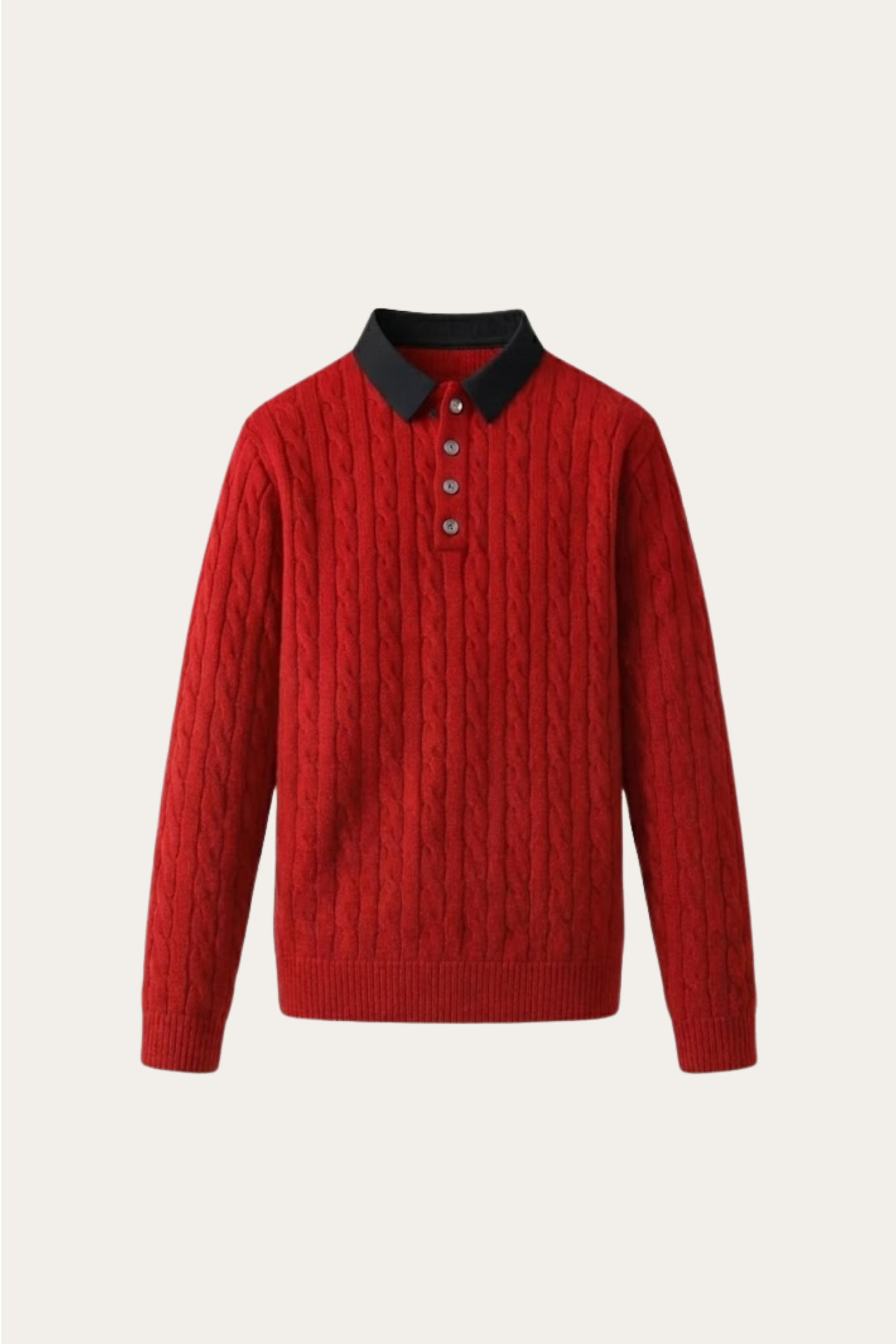 Paolo Cable Polo Knit Red