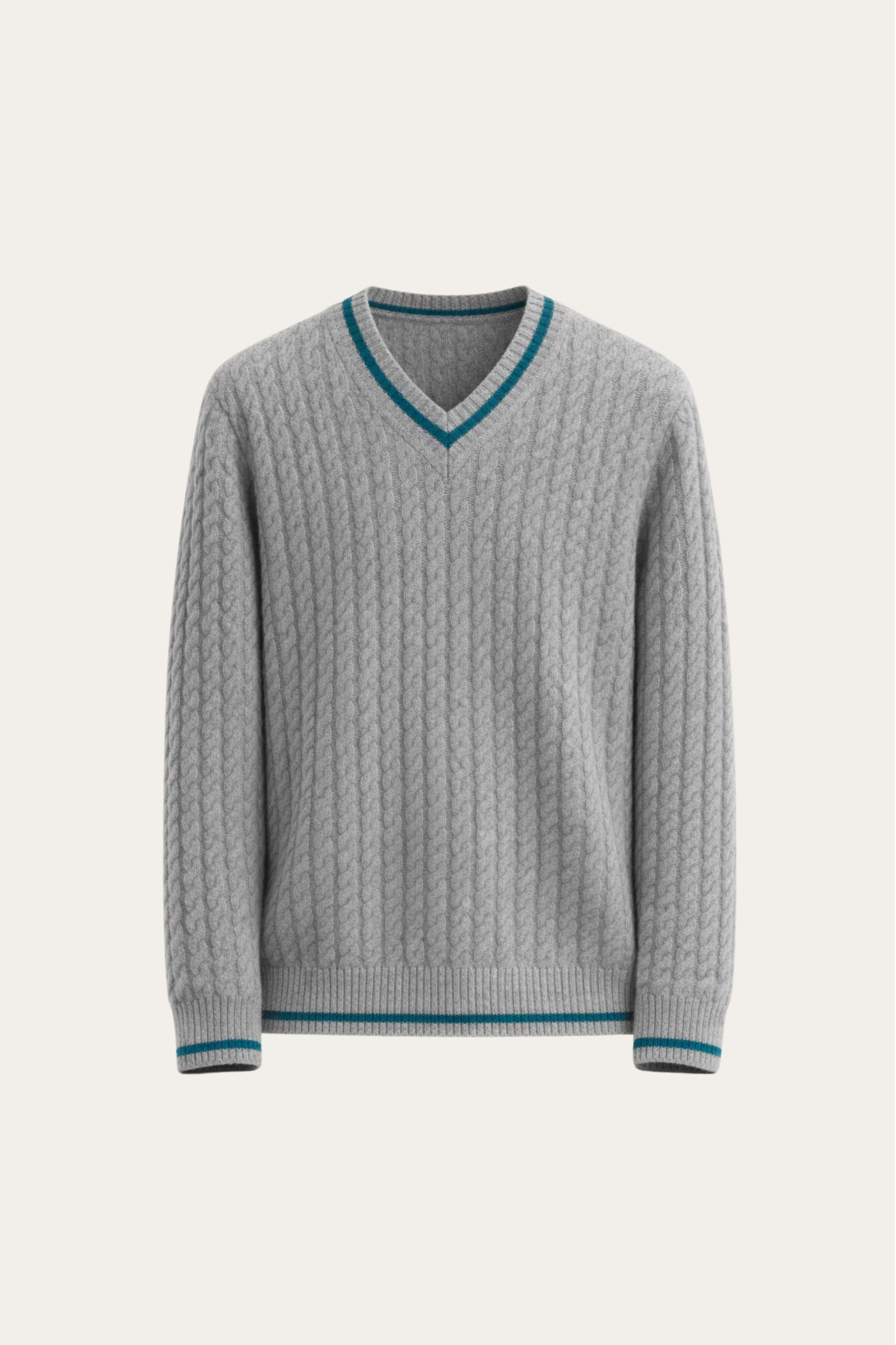 Brando Cashmere Cable V-Neck Grey