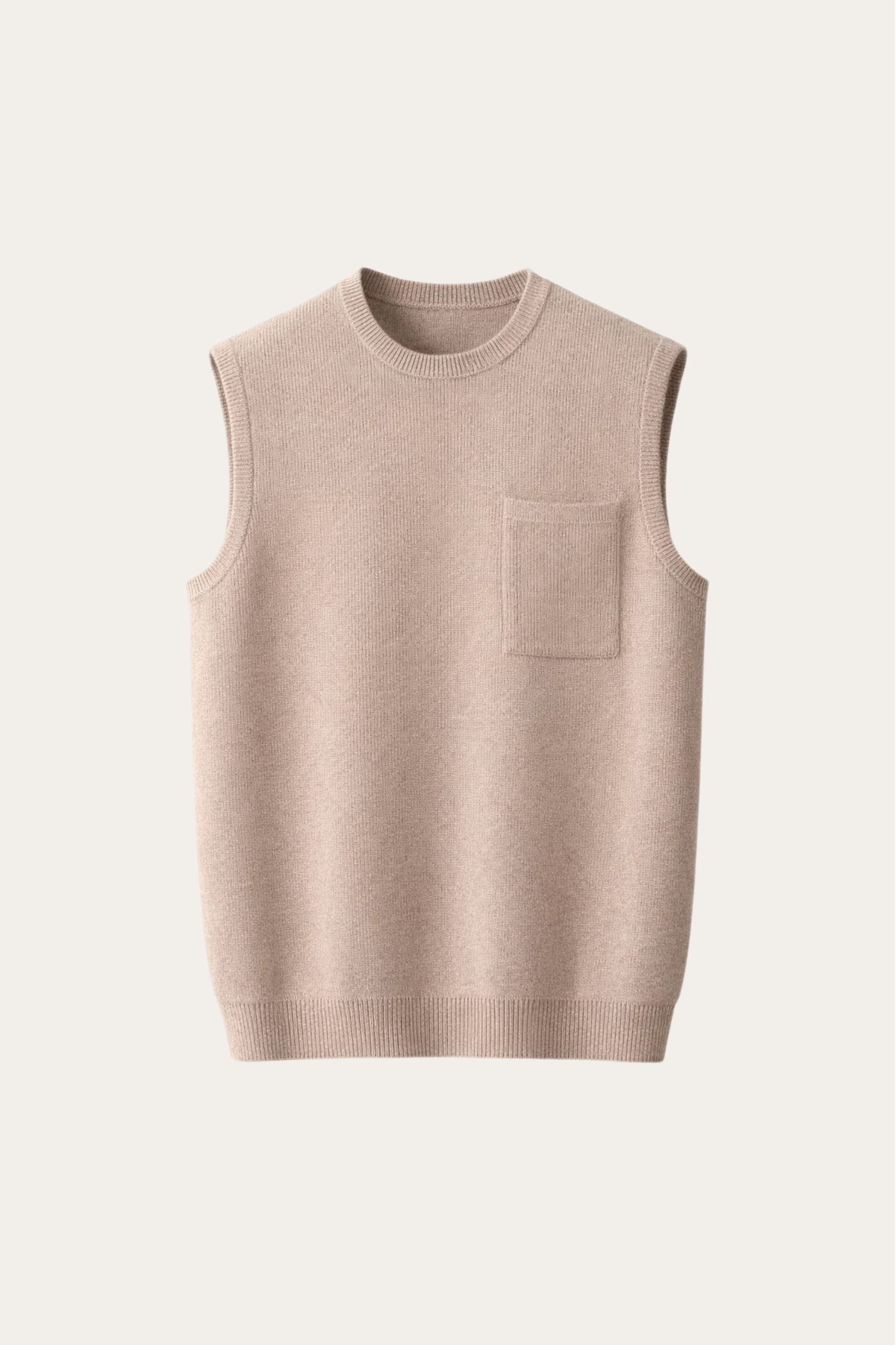 Nerio Extra-Fine Crew Vest Beige