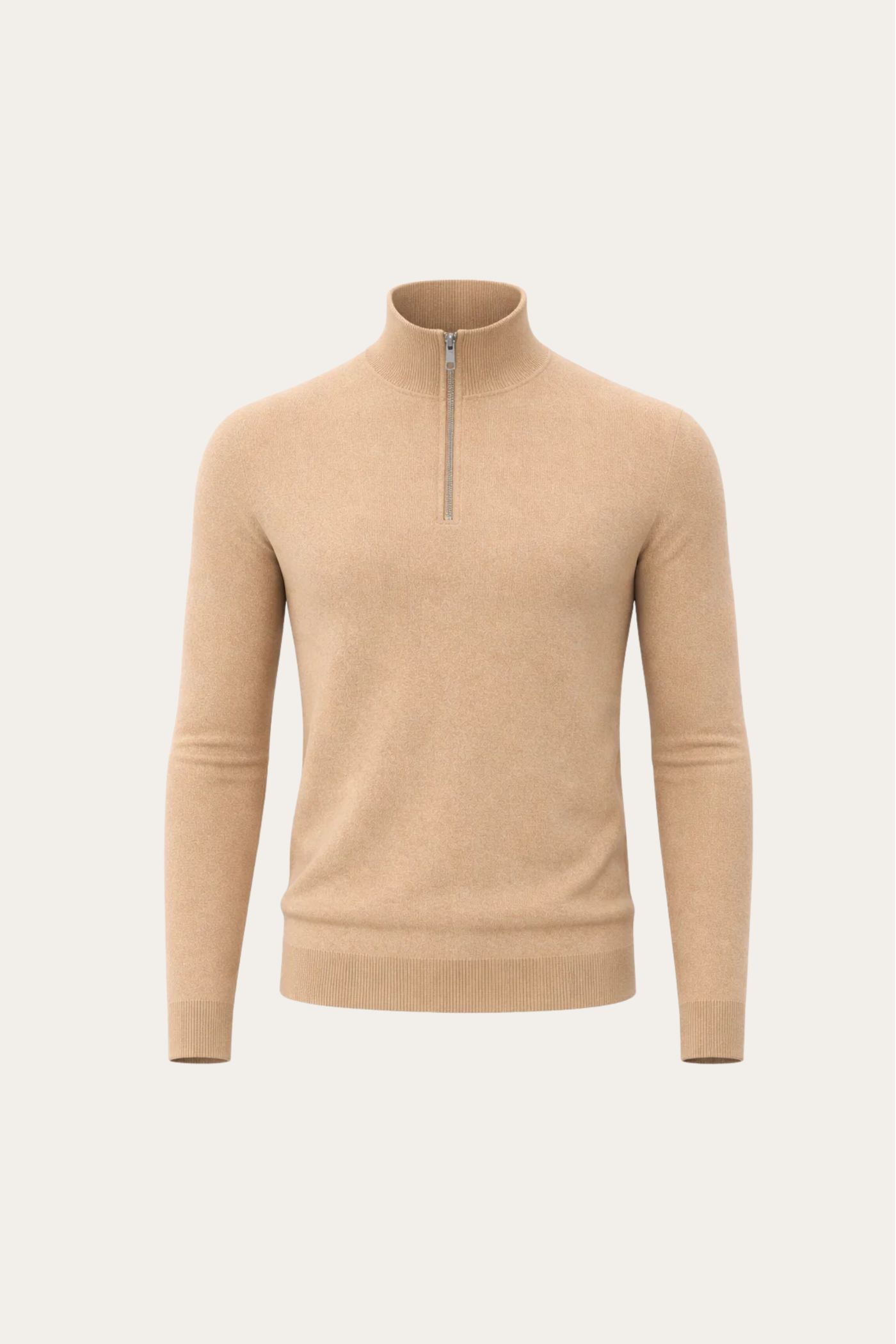 Angelo Quarter-Zip Knit Pullover Beige