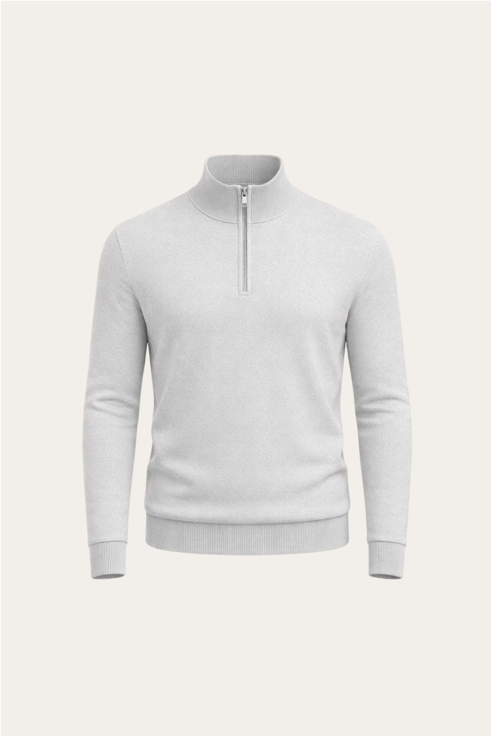 Angelo Quarter-Zip Knit Pullover Light Grey