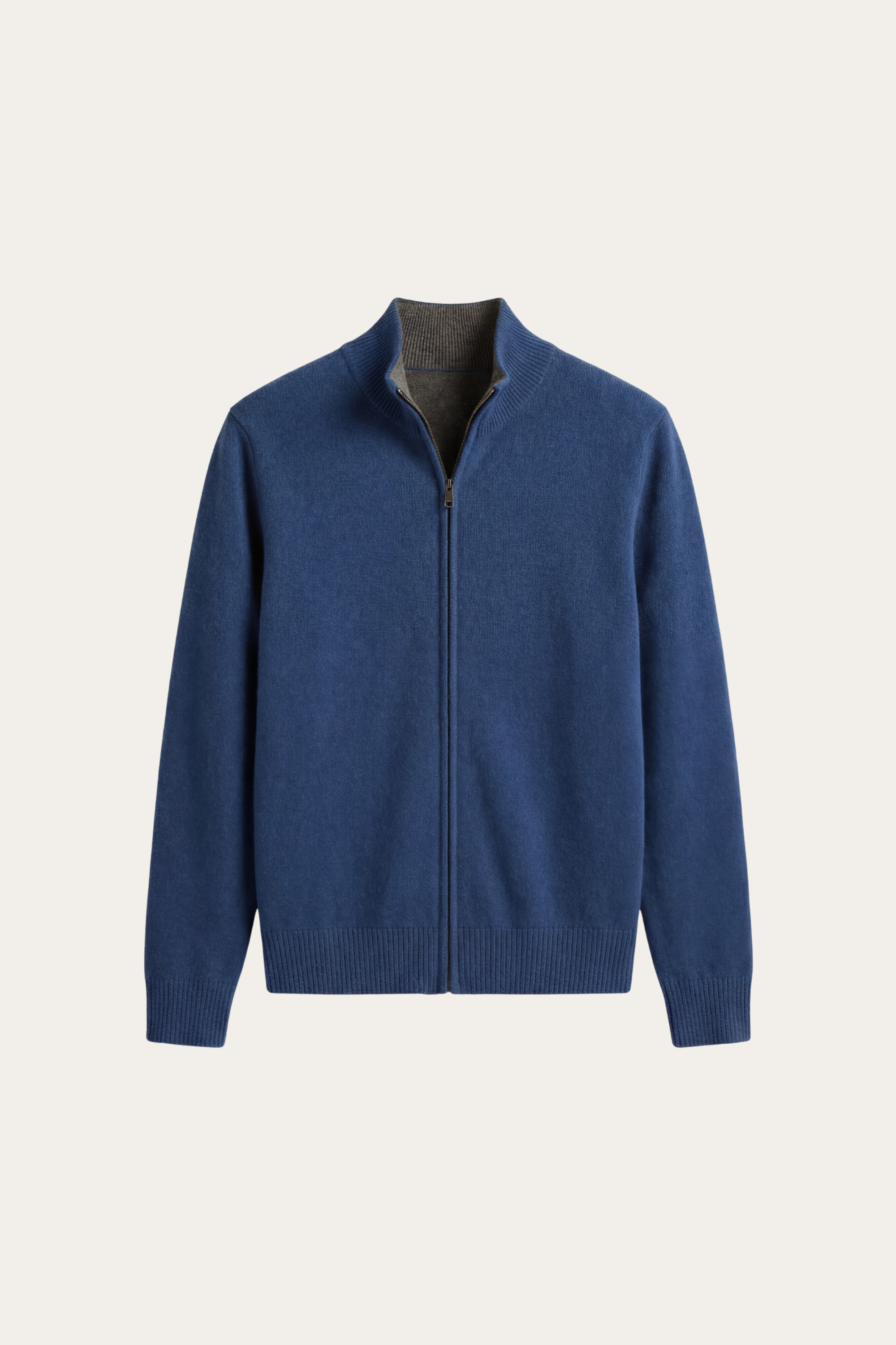 Marciello Reversible Cashmere Zip Knit Navy & Grey