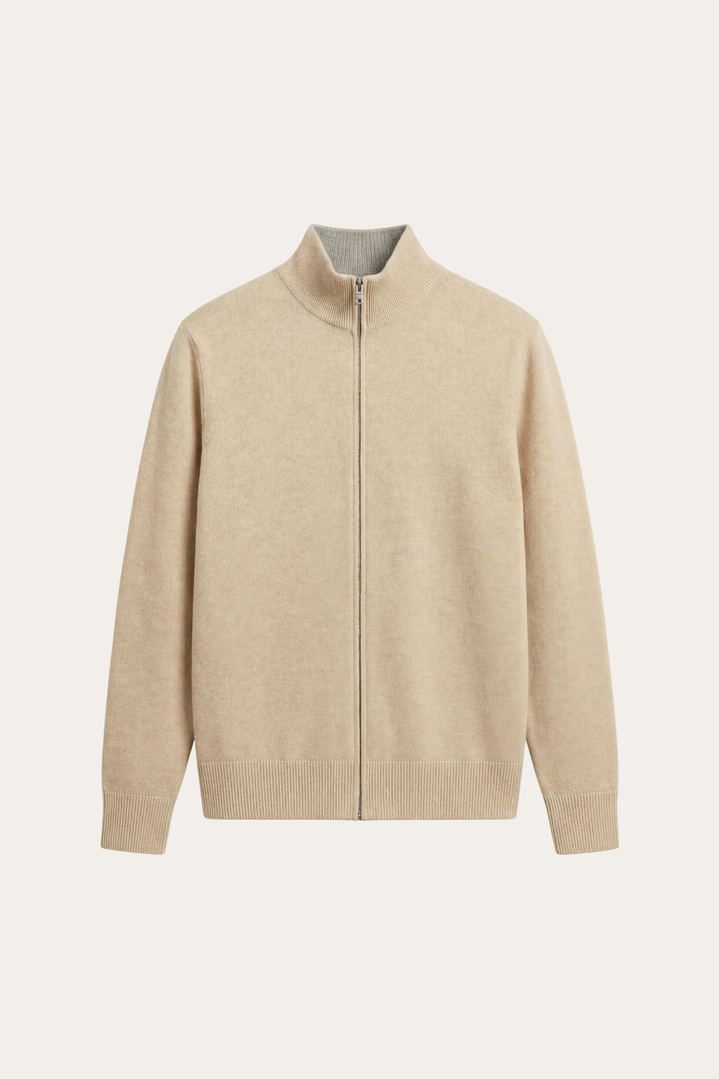 Marciello Reversible Cashmere Zip Knit Beige & Grey