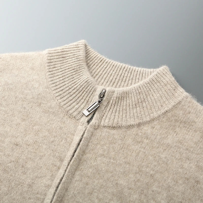 Lorenzi Cashmere Zip Knit Beige